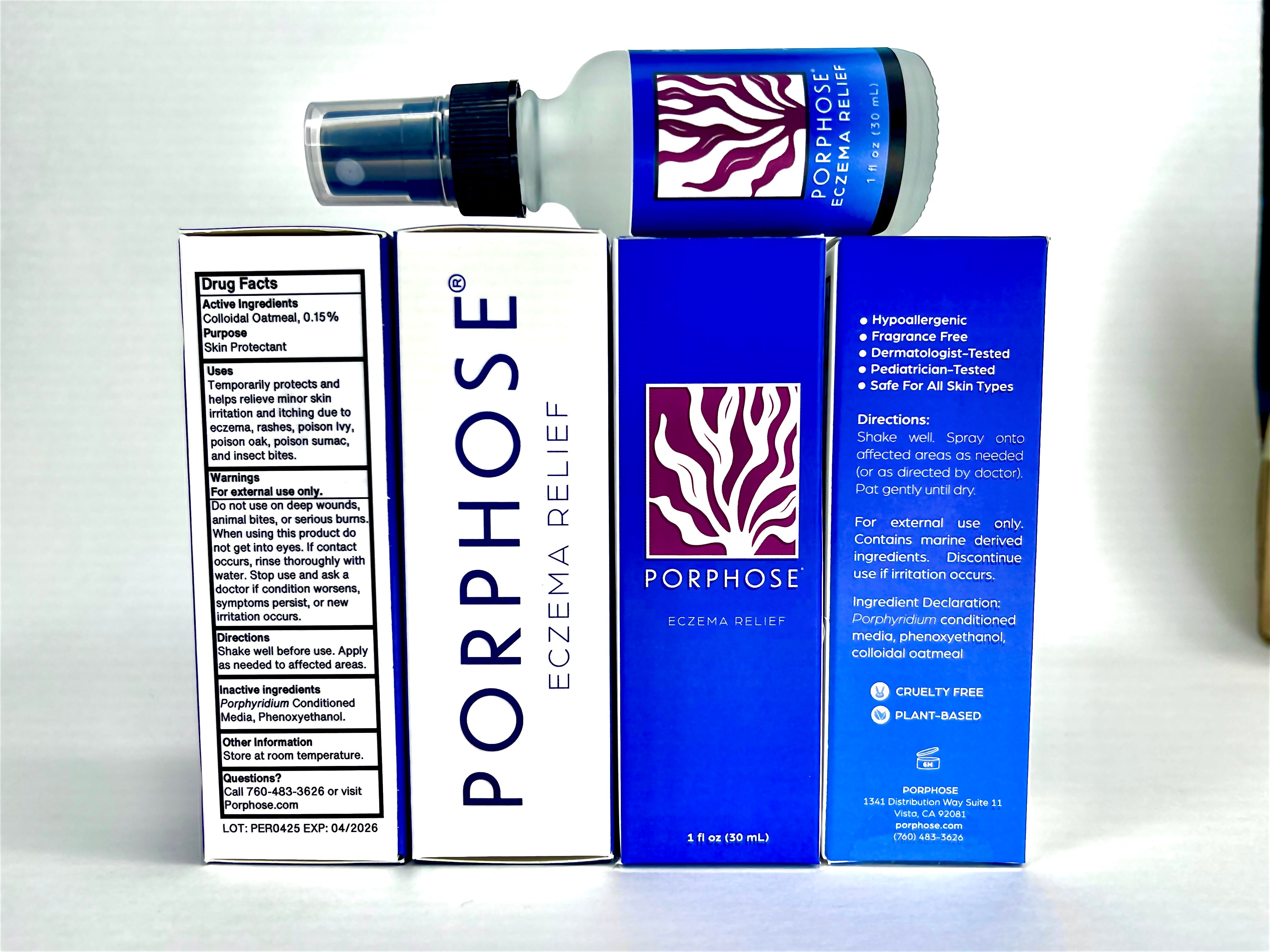 24 hours after Porphose - split body comparison showing treated hand vs untreated control